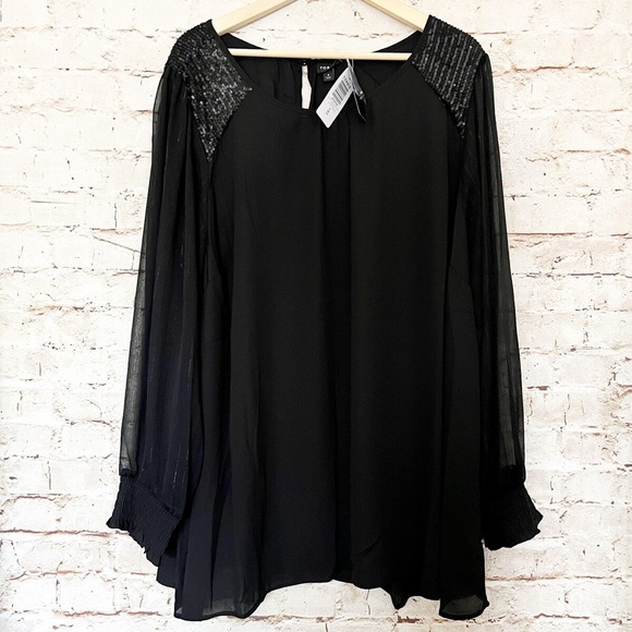 NWT Torrid Georgette Sequin Long Sleeve Blouse Size 1 - Picture 4 of 7